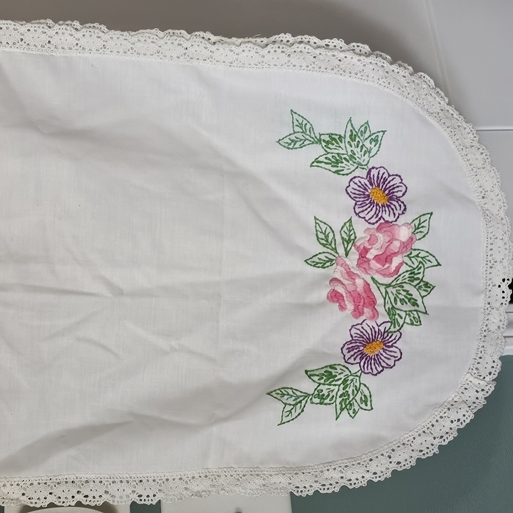 Floral Embroidered Lace Table Runner - Picture 1 of 3